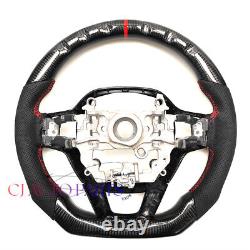 Gross Black Carbon Fiber Steering Wheel For Honda CIVIC Red Accent