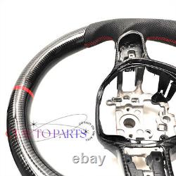 Gross Black Carbon Fiber Steering Wheel For Honda CIVIC Red Accent