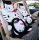 HOT New Hello Kitty Car Seat Covers Steering Wheel Cover Head restraint