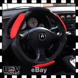 Hand Pad Buffer Cushion Slip-On Steering Wheel Cover Protector Leather Red U2