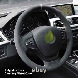 Hand Stitch Alcantara Steering Wheel Cover For BMW X3 F25 / X5 F15 Gray Thread