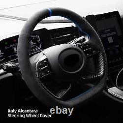 Hand Stitch Alcantara Steering Wheel Cover For Hyundai Elantra New i20 2022 2023