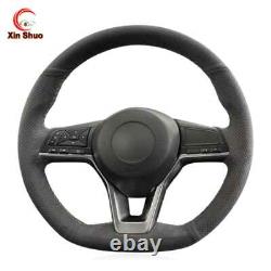Hand Stitch Alcantara Steering Wheel Cover Wraps for Nissan Qashqai X-Trail Leaf