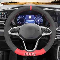 Hand Stitch Alcantara Steering Wheel Cover Wraps for VW Golf 8 Passat Alltrack