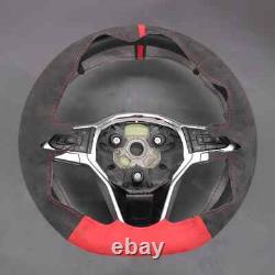 Hand Stitch Alcantara Steering Wheel Cover Wraps for VW Golf 8 Passat Alltrack