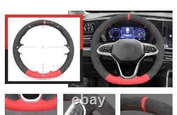 Hand Stitch Alcantara Steering Wheel Cover Wraps for VW Golf 8 Passat Alltrack
