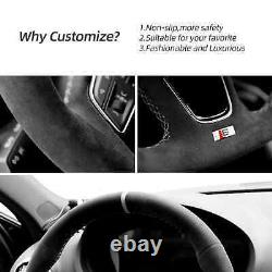 Hand Stitch Alcantara Steering Wheel Cover for Audi RS3 RS4 RS5 S4 White Thread