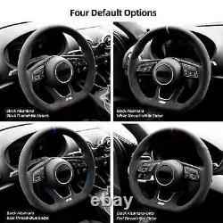 Hand Stitch Alcantara Steering Wheel Cover for Audi RS3 RS4 RS5 S4 White Thread