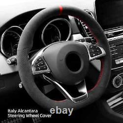 Hand Stitch Alcantara Steering Wheel Cover for Benz A200 A250 C300 CLA220 CLS