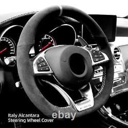 Hand Stitch Alcantara Steering Wheel Cover for Benz AMG A45 / W205 C43 C63S GLC