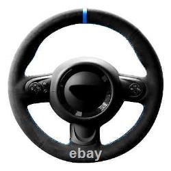 Hand Stitch Blue Stripe Alcantara Steering Wheel Cover For Mini Cooper/Cooper S