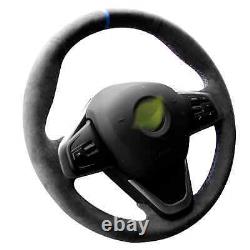 Hand Stitch Blue Thread Alcantara Steering Wheel Cover For BMW F45 F46 X1 F48 X2