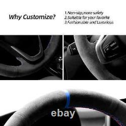 Hand Stitch Blue Thread Alcantara Steering Wheel Cover For BMW F45 F46 X1 F48 X2