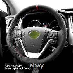 Hand Stitch Sewing Alcantara Car Steering Wheel Cover For Toyota Sienna 2014-19