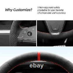 Hand Stitch Suede Alcantara Steering Wheel Cover For Tesla Model S Base Plaid