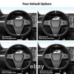 Hand Stitch Suede Alcantara Steering Wheel Cover For Tesla Model S Base Plaid