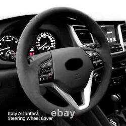 Hand sewn Alcantara Car Steering Wheel Cover For Hyundai Tucson 2016-2023