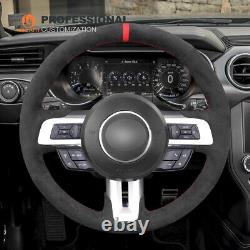 Hand-sewn Alcantara Car Steering Wheel Cover Wrap for Ford Mustang 2015-2020