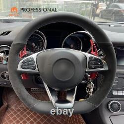 Hand-sewn Alcantara Leather Steering Wheel Cover for Mercedes Benz W205 C117 156