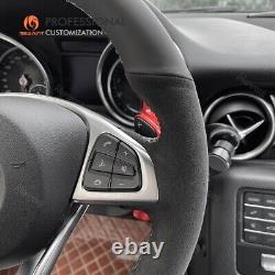 Hand-sewn Alcantara Leather Steering Wheel Cover for Mercedes Benz W205 C117 156