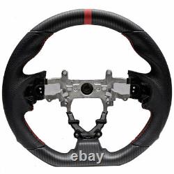 Handkraftd 12-15 Honda Civic 9th gen Dry Hydro Carbon Steering Wheel Red Stripe