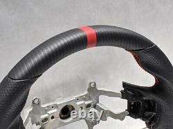 Handkraftd 12-15 Honda Civic 9th gen Dry Hydro Carbon Steering Wheel Red Stripe