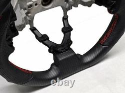 Handkraftd 12-15 Honda Civic 9th gen Dry Hydro Carbon Steering Wheel Red Stripe