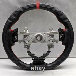 Handkraftd 12-15 Honda Civic 9th gen Dry Hydro Carbon Steering Wheel Red Stripe