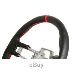 Handkraftd 2015-2017 Ford Mustang Steering Wheel Leather with Red Stitching