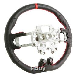 Handkraftd 2015-2017 Ford Mustang Steering Wheel Leather with Red Stitching