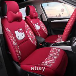 Hello Kitty five seats car seat cover steering wheel headrest fashion models