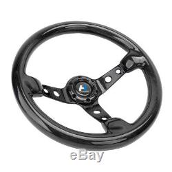 Hiwowsport Carbon Fiber Steering Wheel 320mm Black Button Cover 6 Holes Bolts