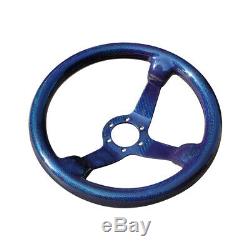 Hiwowsport Genuine Carbon Fiber Racing Steering Wheel 350mm Diameter Bolts Blue