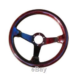 Hiwowsport Genuine Carbon Fiber Racing Steering Wheel 350mm Diameter Bolts Red