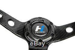 Hiwowsport Real Carbon Fiber Racing Steering Wheel 350mm 6 Bolts Horn Universal