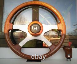 Honda Access ATIWE Wooden Steering Wheel and Shift Knob ITR CRX EE EG EK EJ Rare