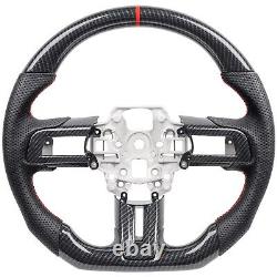 Hydro Dip Carbon Fiber Steering Wheel For Ford Mustang GT350 18-23 With Cover Trim