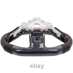 Hydro Dip Carbon Fiber Steering Wheel For Ford Mustang GT350 18-23 With Cover Trim
