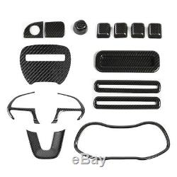 Interior Carbon Fiber Dashboard Trim Kit Steering Wheel Cover for Challenger 15+