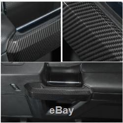Interior Door Handle+Steering Wheel Cover Trim For Ford F150 15-19 Carbon Fiber