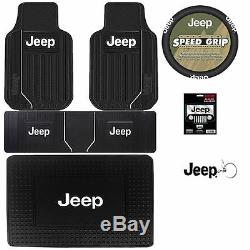 Jeep Mopar Elite Rubber Floor Mats Steering Wheel Cover Decal Key Universal