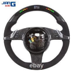 LED Alcantara Carbon Fiber Steering Wheel Fit For Porsche Panamera Cayenne Macan