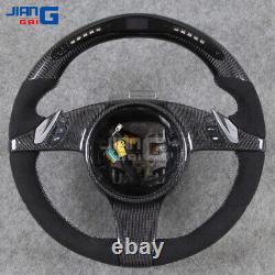 LED Alcantara Carbon Fiber Steering Wheel Fit For Porsche Panamera Cayenne Macan