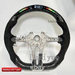 LED Carbon Fiber Flat Steering Wheel For BMW M2 M3 M4 M5 F87 F80 F82+Alcantara