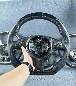 LED Carbon Fiber Steering Wheel+ButtonTrim for M E46 E82 E39 M3 No Paddles