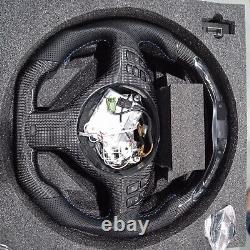 LED Carbon Fiber Steering Wheel+ButtonTrim for M E46 E82 E39 M3 No Paddles