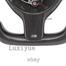 LED Carbon Fiber Steering Wheel+ButtonTrim for M E46 E82 E39 M3 No Paddles