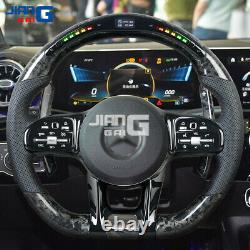 LED Forged Carbon Fiber Steering Wheel Fit For ALL Mercedes-Benz AMG E C CLASS