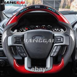 LED Performance OEM Carbon Fiber Steering Wheel Fits For 2015+ Ford F150 Rapter