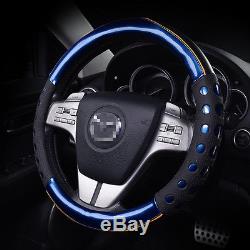 Leather Car Steering Wheel Cover Glossy Purple 38cm-Red/Blue/Gold/Green Availabl
